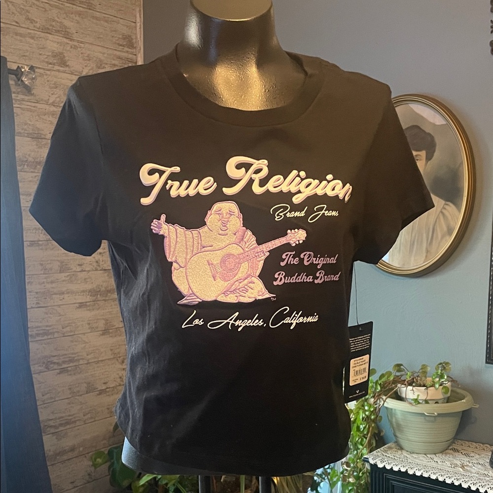 True Religion Black and Pink Graphic Tee
